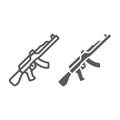 AK47 line and glyph icon, rifle and military, machine gun sign, vector graphics, a linear pattern on a white background. Royalty Free Stock Photo