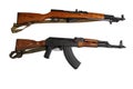 AK 47 and SKS Military Guns Isolated on White Background Royalty Free Stock Photo