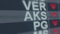 AK STEEL HOLDING AKS stock ticker with decreasing arrow, conceptual Editorial crisis related 3D rendering
