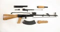 AK47 AKM Field Stripped. KALASHNIKOV Royalty Free Stock Photo