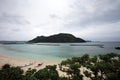 Aka bridge and zamami island under cloudy sky Royalty Free Stock Photo