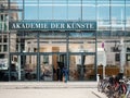 Akademie der Kunste, German for Academy of Arts, In Berlin, black and white