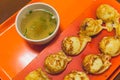 Akashiyaki is traditional takoyaki of himeji Royalty Free Stock Photo