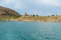 Akdamar Island with Armenian Cathedral Church of Holy Cross in Van Lake. Turkey Royalty Free Stock Photo