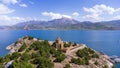 Akdamar Island in Van Lake. The Armenian Cathedral Church of the Holy Cross - Akdamar - Ahtamara - Turkey Royalty Free Stock Photo