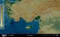 Akdeniz Bolgesi outlined, Turkiye. Physical Royalty Free Stock Photo