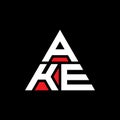 AKE triangle letter logo design with triangle shape. AKE triangle logo design monogram. AKE triangle vector logo template with red Royalty Free Stock Photo