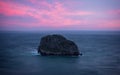 Aketx Aqueche Akatxe Uhartea Akatz stone rock islet island near Gaztelugatxe sunrise Bermeo Bay of Biscay Basque Spain Royalty Free Stock Photo