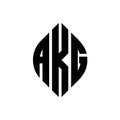 AKG circle letter logo design with circle and ellipse shape. AKG ellipse letters with typographic style. The three initials form a Royalty Free Stock Photo