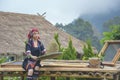 Akha woman picking red coffee beans Royalty Free Stock Photo