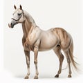 Akhal-Teke breed horse isolated on white, beautiful steed, nice animal