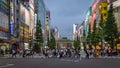 Akihabara Crosswalk Junction in the evening with colorful lights. Japanese Cross The Road On Akihabara Street, Japan