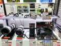 Lots of camera lens on display in Yodobashi Akihabara shopping mall
