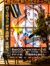 Akihabara, Tokyo, Japan - Large electronic display board showing animation girl character. Japanimation on billboard. Otaku cultur