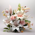 Ultra-realistic 4k Silk Flower Arrangement On White Background