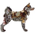 Akita dog in Japanese ornament