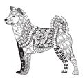 Akita dog zentangle stylized, vector, illustration, freehand pen
