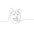 Akita Inu, japanese dog breed, ancient breed, hunting dog one line art. Continuous line drawing of friend, dog, doggy Royalty Free Stock Photo