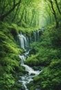 summer waterfall in the forest Royalty Free Stock Photo