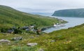 Akkarfjord is a small fishing village in Soroya island, Finnmark, Norway Royalty Free Stock Photo