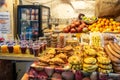 Akko, Israel - Traditional Breads, Sweets Products and Fruits on a Israeli Market