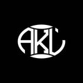 AKL abstract monogram circle logo design on black background. AKL Unique creative initials letter logo Royalty Free Stock Photo