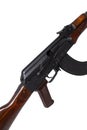 AKM Avtomat Kalashnikova Kalashnikov assault rifle on white background Royalty Free Stock Photo