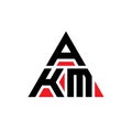 AKM triangle letter logo design with triangle shape. AKM triangle logo design monogram. AKM triangle vector logo template with red Royalty Free Stock Photo