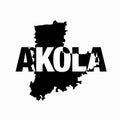 Akola district map typography. Akola a district of Maharashtra Royalty Free Stock Photo