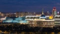 Akorda - residence President Republic of Kazakhstan and Central Concert Hall at night timelapse Royalty Free Stock Photo