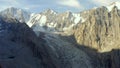 Aksai glacier and rocky mountain peaks of Ala-Archa National Park in Kyrgyzstan.