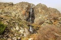 The Aksay waterfall in Ala Archa National Park in May, Kyrgyzstan