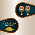 Akshaya tritiya indian jewellery sale greeting card with gold coin and earings
