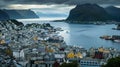 Aksla at the city of Alesund , Norway Aerial footage. Generative Ai Royalty Free Stock Photo