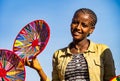 Aksum, Ethiopia - Feb 09, 2020: Ethiopian girls selling baskets in the Aksum basket market in Aksum