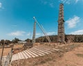 Famous ancient obelisks in city Aksum, Ethiopia Royalty Free Stock Photo