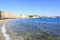 Akti Sachtouri beach, only sand beach in Rhodes town, Rhodes