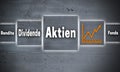 Aktien in german shares, dividend, yield, fund touchscreen con Royalty Free Stock Photo