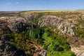 Aktovsky canyon in Ukraine aerial panorama view.