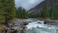 Aktru river on a cloudy summer day.