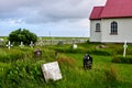 Grave yard of Akureyjarkirkja, a 1912 church on the south coast of Iceland