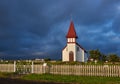 Akureyjarkirkja church and grave yard on the South Coast of Iceland