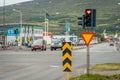 Akureyri, Iceland - Love heart shaped red light on the traffic light