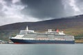 AKUREYRI, ICELAND, 27 OCTOBER 2019: Cruise ship in the harbour of Akureyri in Eyjafjordur, Iceland, Europe