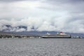 AKUREYRI, ICELAND, 27 OCTOBER 2019: Cruise ship in the harbour of Akureyri in Eyjafjordur, Iceland, Europe