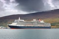 AKUREYRI, ICELAND, 27 OCTOBER 2019: Cruise ship in the harbour of Akureyri in Eyjafjordur, Iceland, Europe