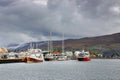 AKUREYRI, ICELAND, 27 OCTOBER 2019: Ships in the harbour of Akureyri in Eyjafjordur, Iceland, Europe