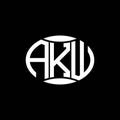 AKW abstract monogram circle logo design on black background. AKW Unique creative initials letter logo Royalty Free Stock Photo