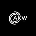 AKW letter logo design on black background. AKW creative initials letter logo concept. AKW letter design Royalty Free Stock Photo