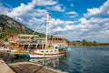 Akyaka District in Ula, Mugla, Turkey. Beautiful beach and coast view.